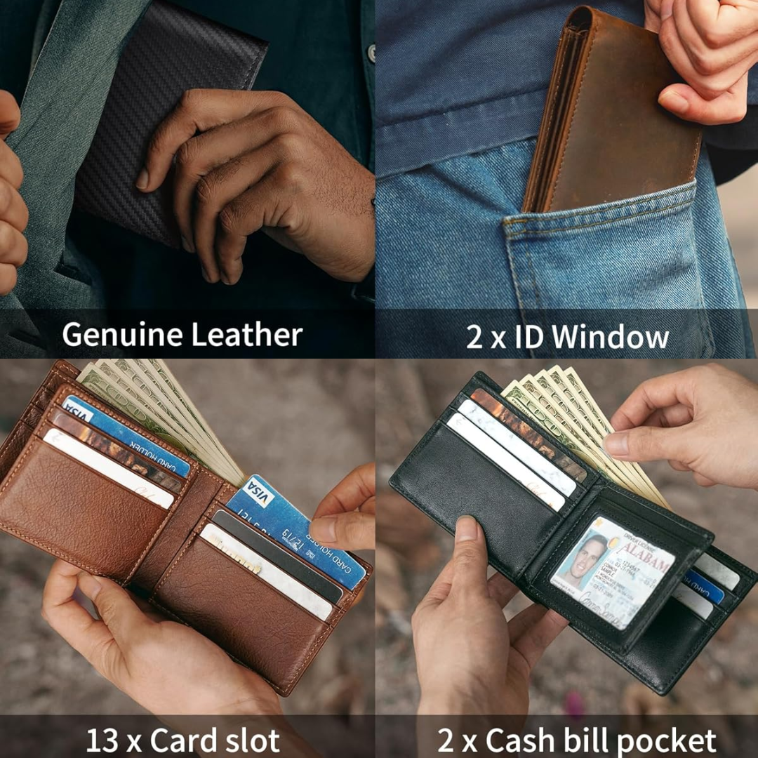 StitchCraft Men’s Bifold Genuine Leather RFID Wallet – Slim, Secure & Stylish