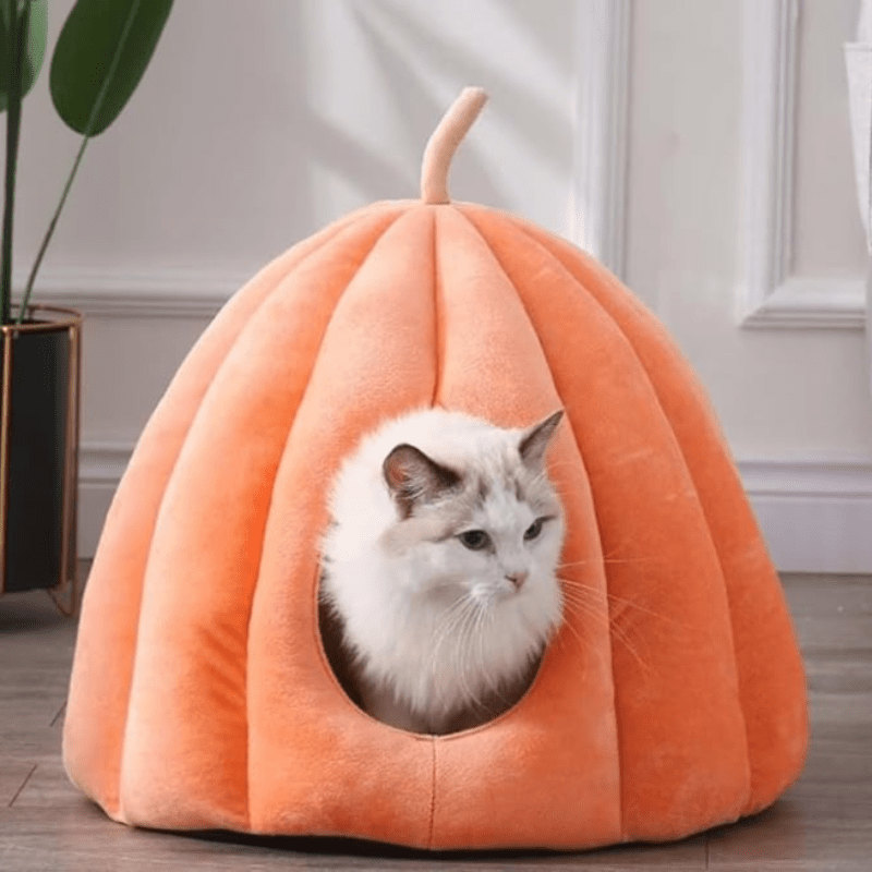 CozyNest Pumpkin Cat Bed – Warm, Washable & Comfortable Cat Hideaway