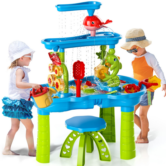 SplashTower 3-Tier Sand and Water Table – Outdoor Play Station for Kids