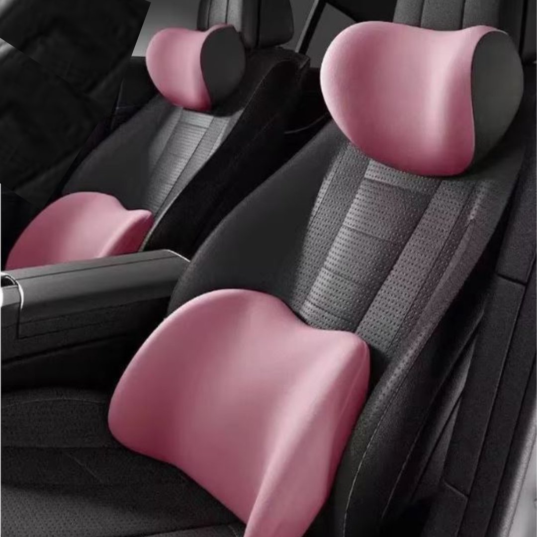ComfortDrive Car Seat Support Set – Neck & Lumbar Memory Foam