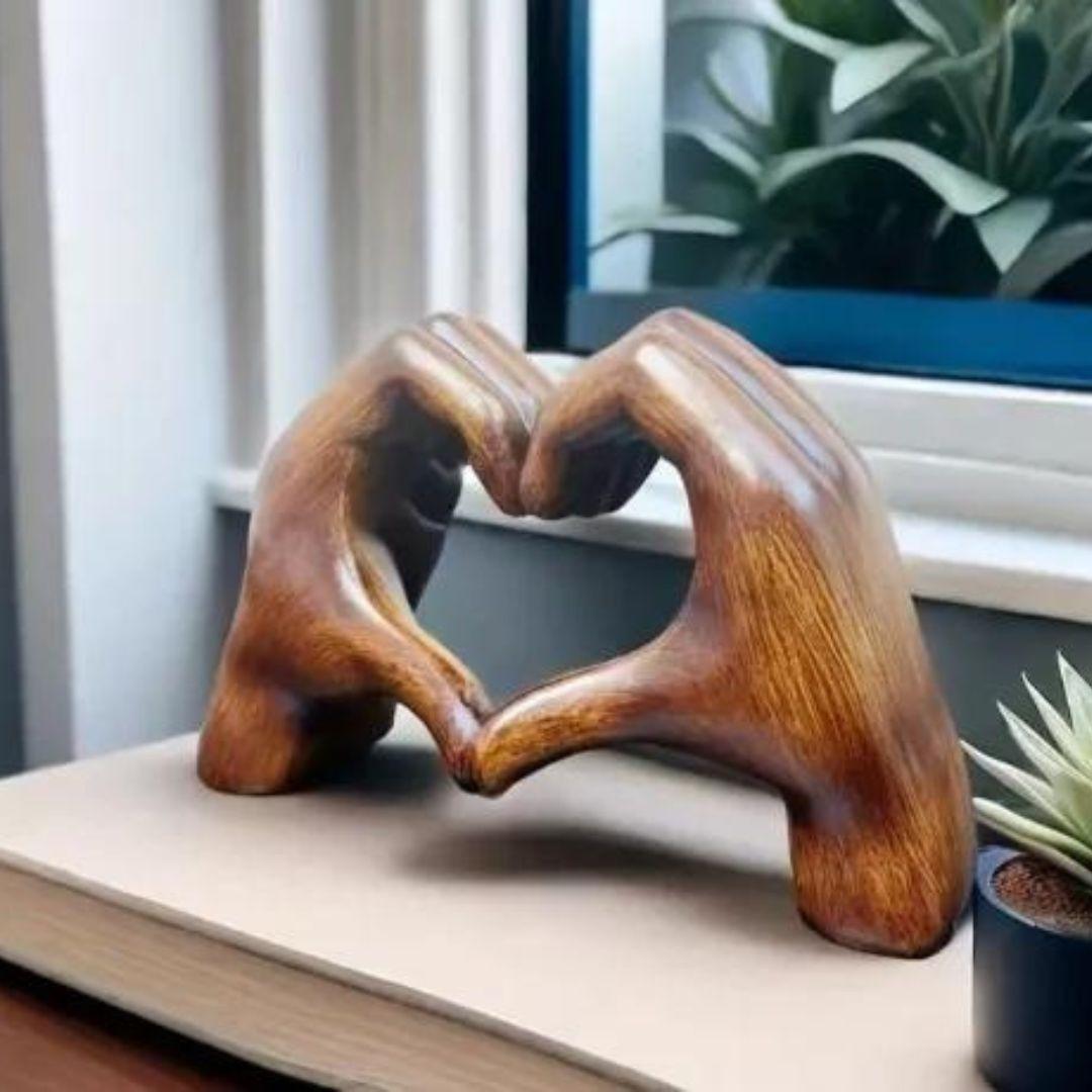 LoveSculpt Handcrafted Wooden Heart Decoration – Symbol of Love & Connection for Home Decor