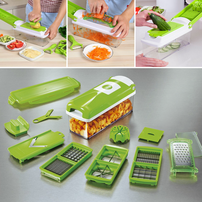KitchenMaster 12-in-1 Multifunction Vegetable Chopper & Slicer – Safe & Time-Saving Design