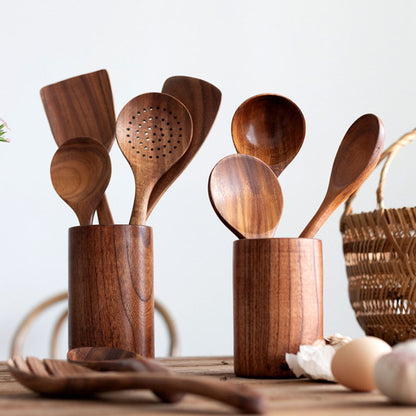 Elegant Eco-Friendly Teak Utensil Collection for Every Chef - Non-Scratch & Easy to Clean