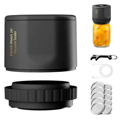 Cordless Mason Jar Vacuum Sealer Kit – Wide Mouth Food Preservation System with Airtight Electric Seal