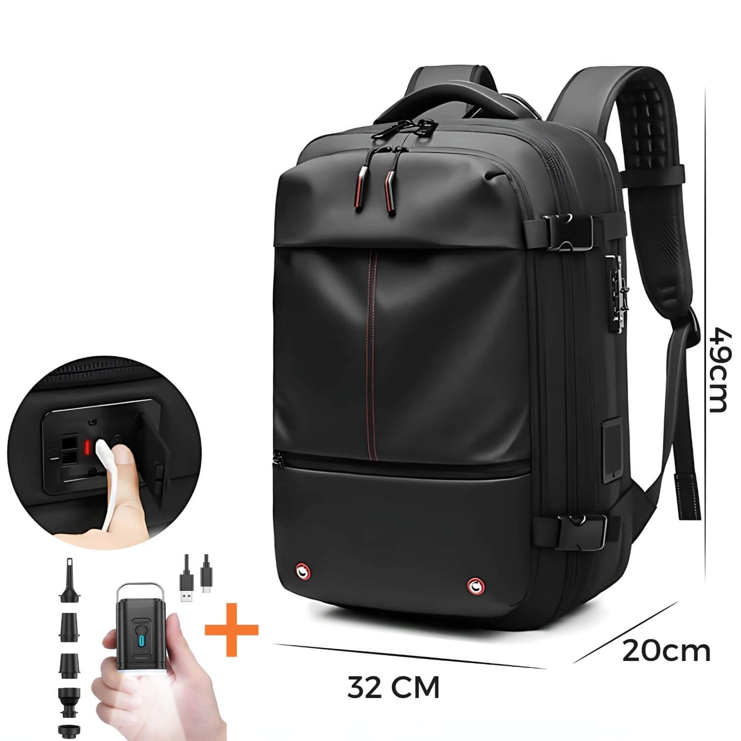 VacuPro – Compression Travel Backpack with Built-In Vacuum System | Space-Saving Cabin Bag