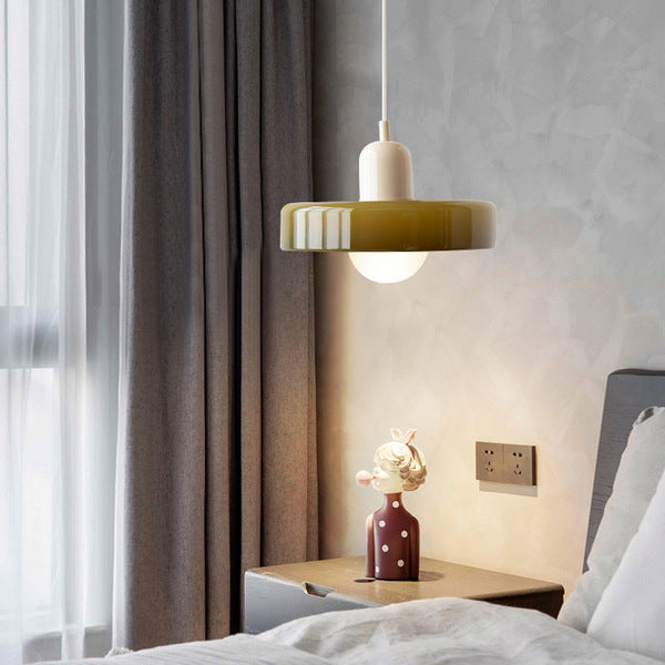 Coloured Glass Pendant Light – Elegant Bauhaus-Style Hanging Lamp for Living Room & Dining Area