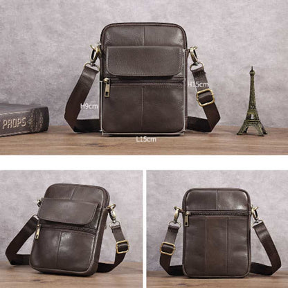 Men’s Small Genuine Leather Shoulder Bag – Compact Crossbody with Adjustable Strap