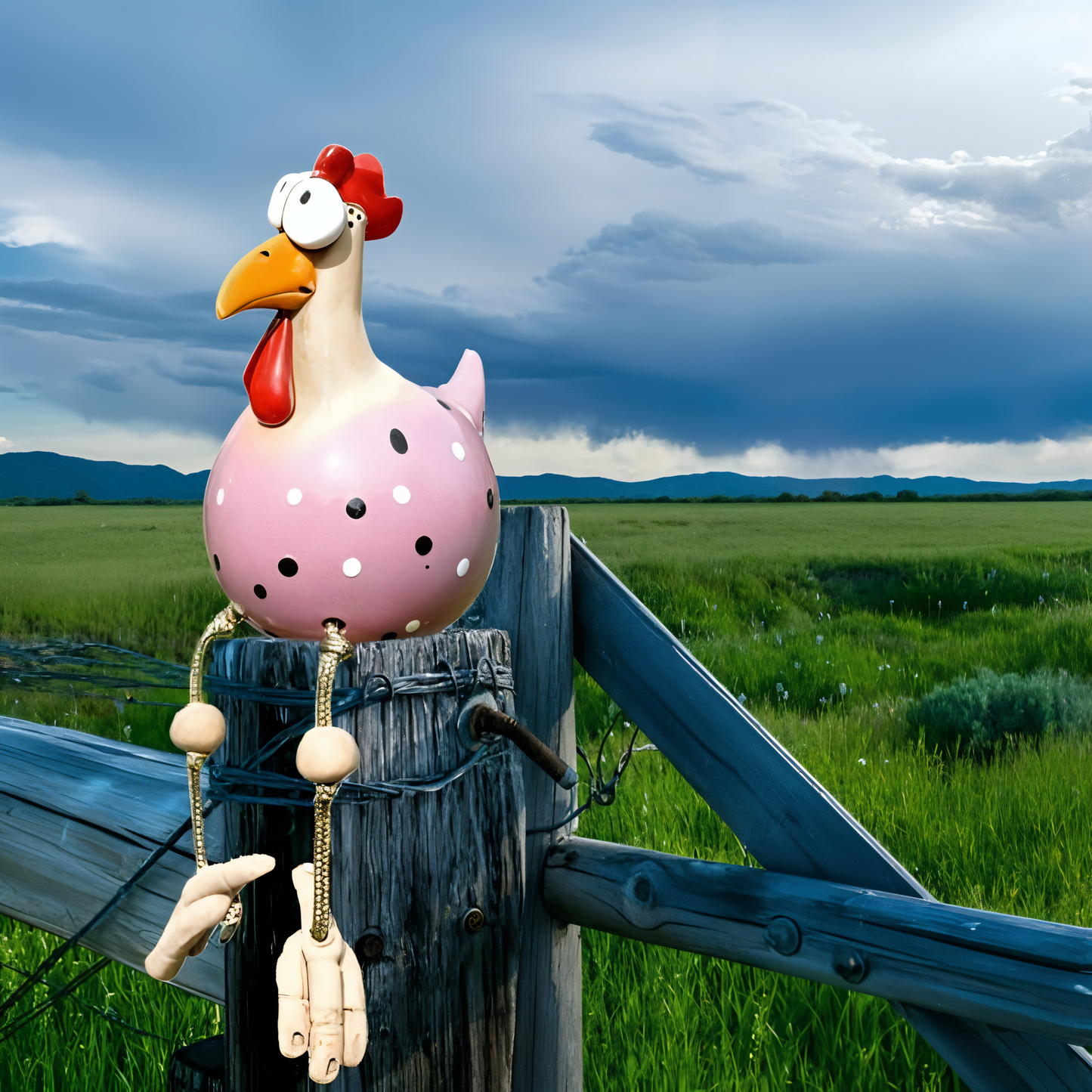 Whimsy Big-Eyed Rooster Garden Statue – Weatherproof Resin Chicken Ornament