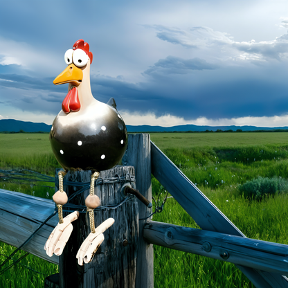Whimsy Big-Eyed Rooster Garden Statue – Weatherproof Resin Chicken Ornament