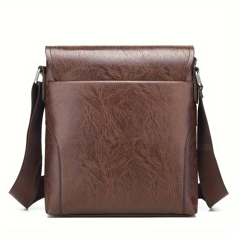 Vintage Luxe PU Leather Shoulder Bag – Men’s Crossbody Messenger Bag with Adjustable Strap