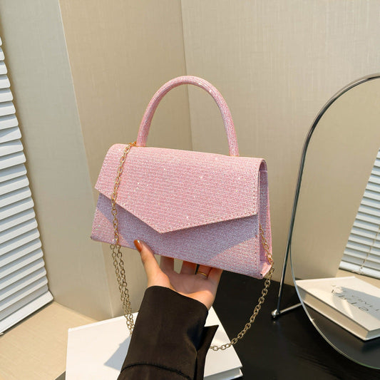 AMALIA | Women’s Handbag – Small Square Luxury Bag with Diamond Pattern & Gold Chain Strap