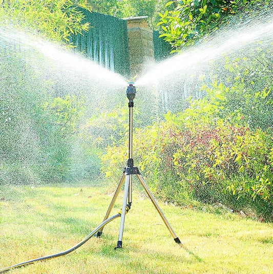 TurboSpray Adjustable 360° Garden Sprinkler – Stainless Steel Rotating Lawn Watering System