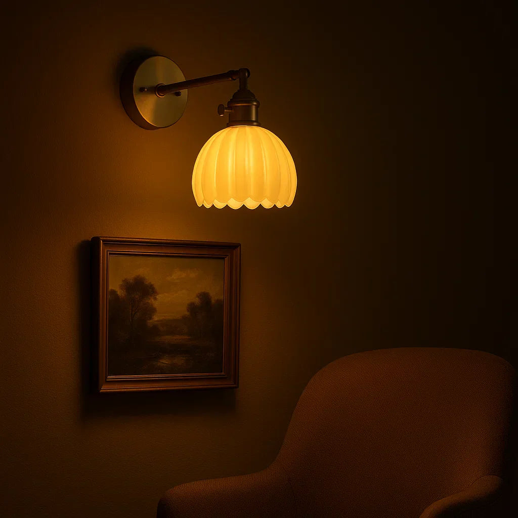 Retro Wall Lamp | Glass Tulip Shade Vintage Wall Light