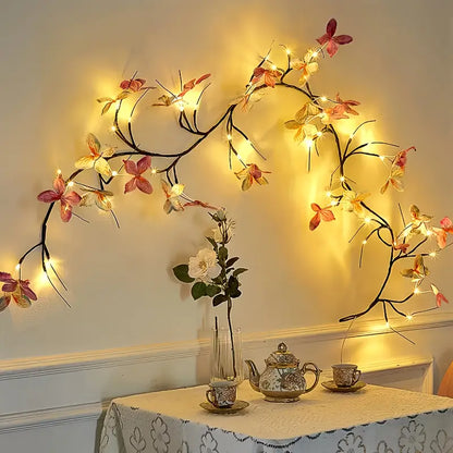 Flexible LED Willow Branch Night Light with Butterfly Decorations – USB Fairy Light Tree