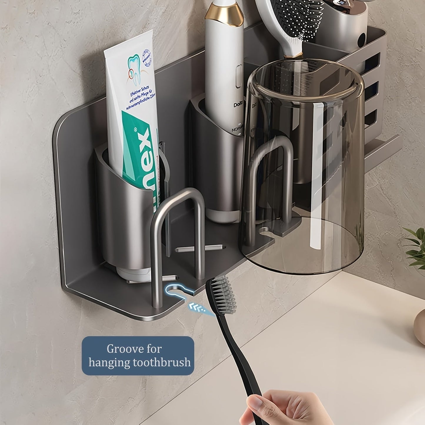 BristleHub Wall-Mounted Electric Toothbrush Holder – Aluminium Bathroom Organiser with Drainage Holes