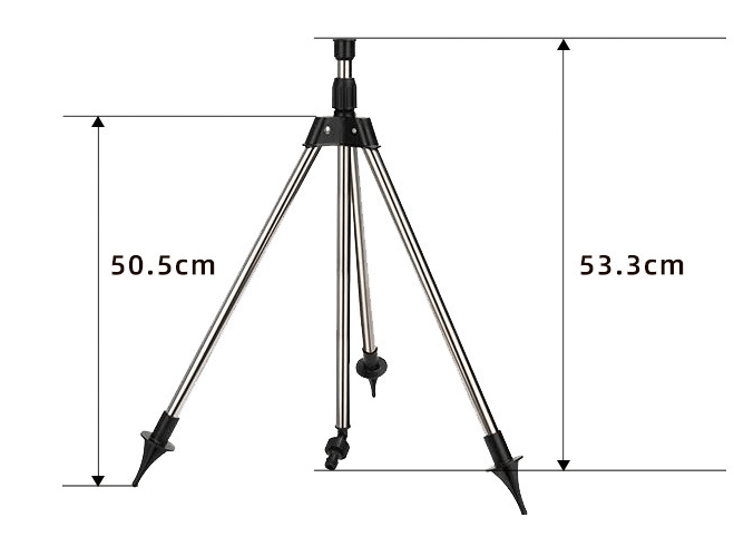 Adjustable 360° Garden Sprinkler on Tripod – Stainless Steel Height-Adjustable Lawn Irrigation System