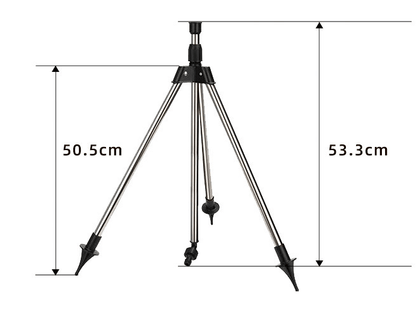 Adjustable 360° Garden Sprinkler on Tripod – Stainless Steel Height-Adjustable Lawn Irrigation System