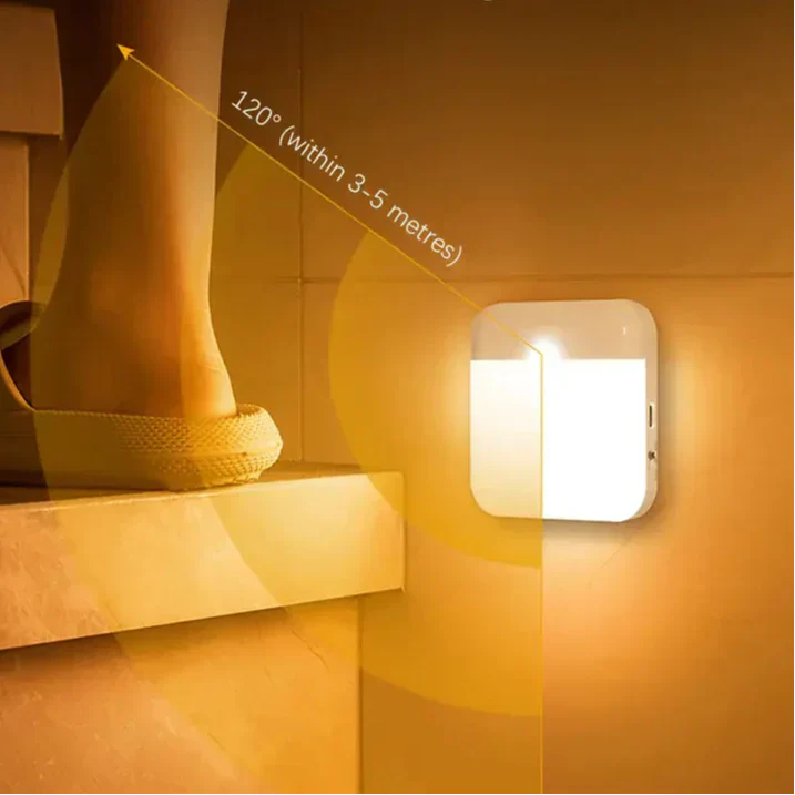 Tech LED Motion Sensor Night Light – USB-C Rechargeable, Wall-Mount, 3 Light Modes