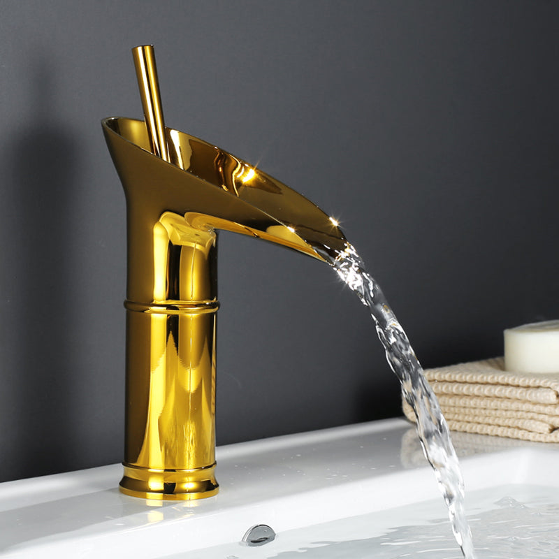 Antique Brass Waterfall Basin Tap – Vintage Bathroom Mixer Faucet with Hot & Cold Control