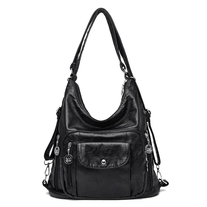 Soft Leather Shoulder Bag with Large Capacity