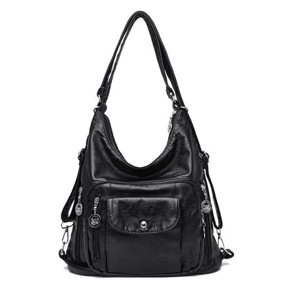 Soft Leather Shoulder Bag with Large Capacity
