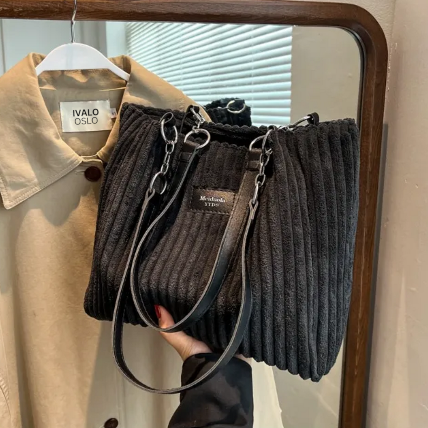 Camillia – Corduroy Tote Bag for Women with Spacious Interior & Organised Pockets