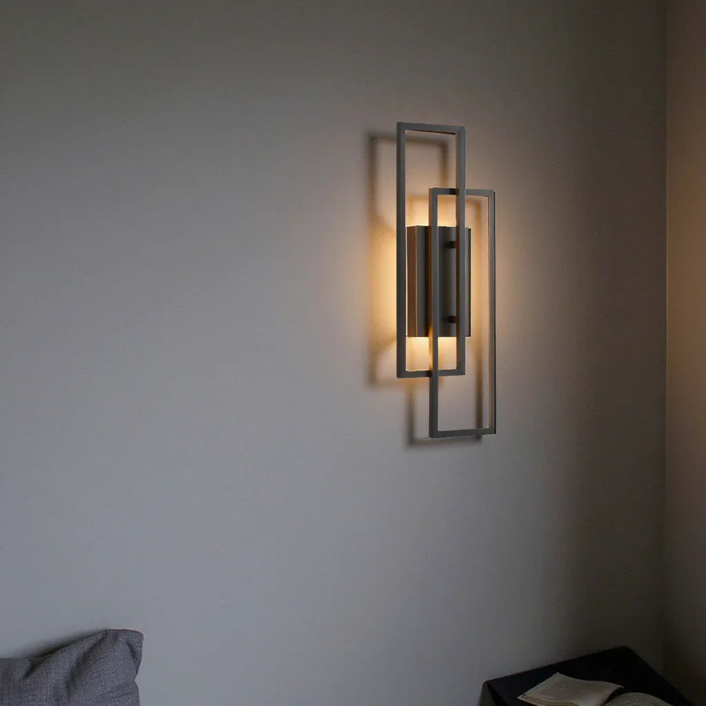 Modern Geometric LED Wall Light – Rectangle Design with Remote Dimming (Black or Copper Finish)