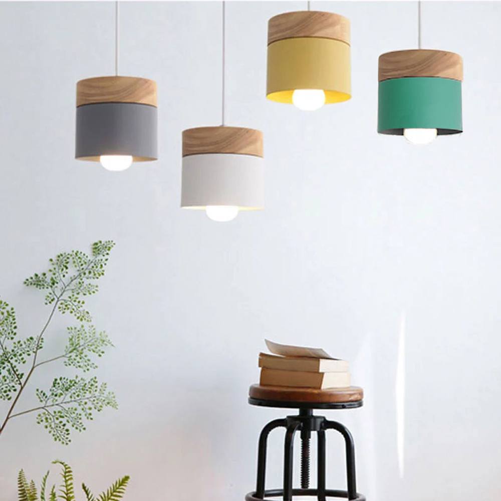Modern Wooden Pendant Light – Adjustable Height Hanging Lamp for Living Room, Bedroom & Kitchen