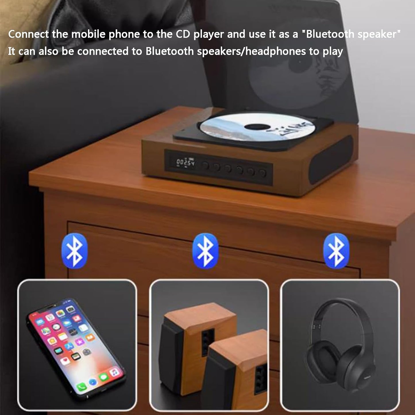Bluetooth Retro CD Player with Type C Port – Vintage Charm, Modern Functionality