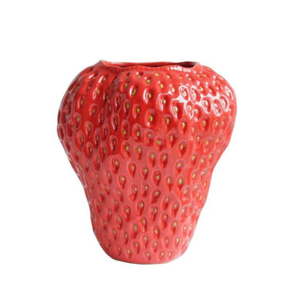 BerryBloom | Strawberry Ceramic Vase – Decorative Fruit-Shaped Plant Pot