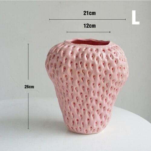 BerryBloom | Strawberry Ceramic Vase – Decorative Fruit-Shaped Plant Pot