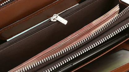 Men's Genuine Leather Clutch Bag – Stylish & Spacious PU Leather Wallet for Daily Essentials