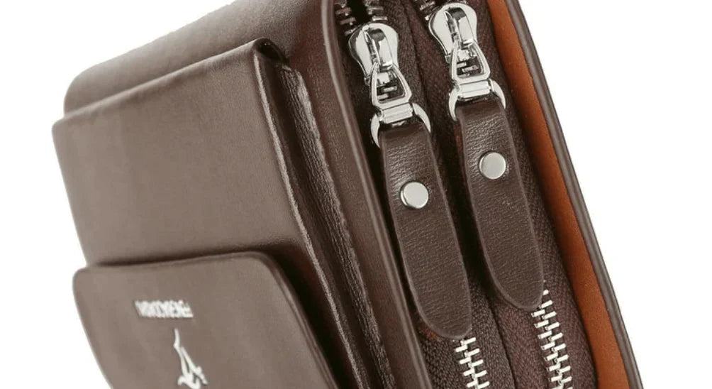 Men's Genuine Leather Clutch Bag – Stylish & Spacious PU Leather Wallet for Daily Essentials