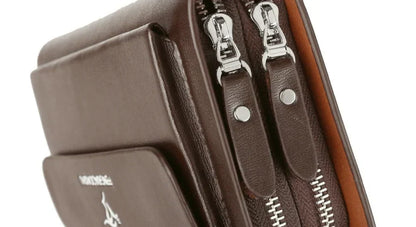 Men's Genuine Leather Clutch Bag – Stylish & Spacious PU Leather Wallet for Daily Essentials