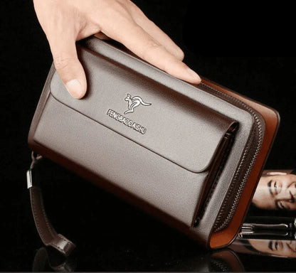Men's Genuine Leather Clutch Bag – Stylish & Spacious PU Leather Wallet for Daily Essentials