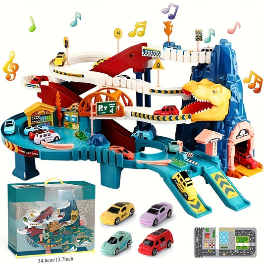 DinoRace Adventure Track Set – Dinosaur-Themed Race Track with Cars for Kids
