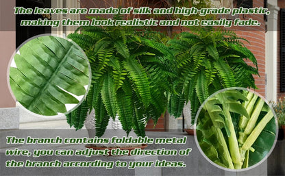 UV-Resistant Lifelike Artificial Boston Fern – Perfect for Outdoor Décor