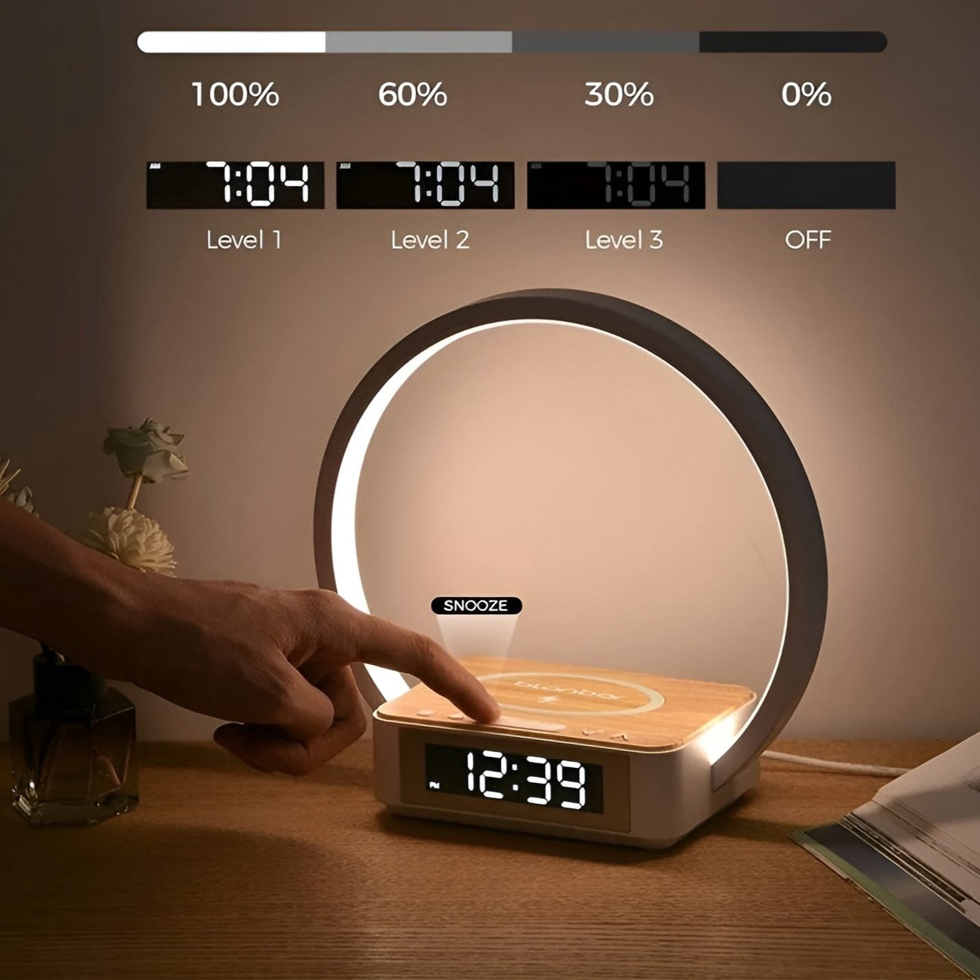 GlowMax 3-in-1 LED Table Lamp – Wireless Charger, Alarm Clock & Touch Control