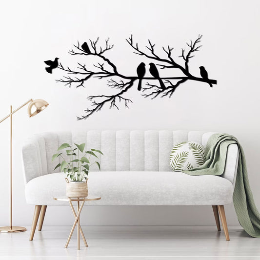 Modern Metal Wall Art – NatureCraft Bird Design – Black Geometric Wall Decoration