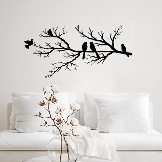 Modern Metal Wall Art – NatureCraft Bird Design – Black Geometric Wall Decoration