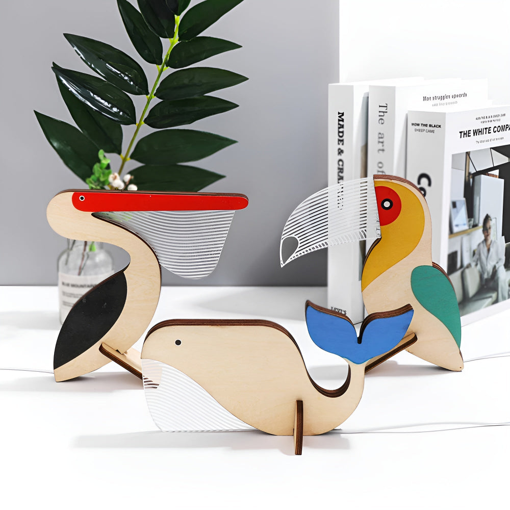 Wooden Animal Table Lamp – Cute Decorative Night Light for Kids’ Rooms