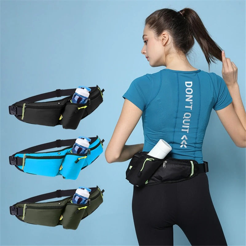 RunEase Hydration Running Belt – Waterproof Waist Pack with Bottle Holder & Storage Pockets