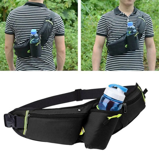 RunEase Hydration Running Belt – Waterproof Waist Pack with Bottle Holder & Storage Pockets
