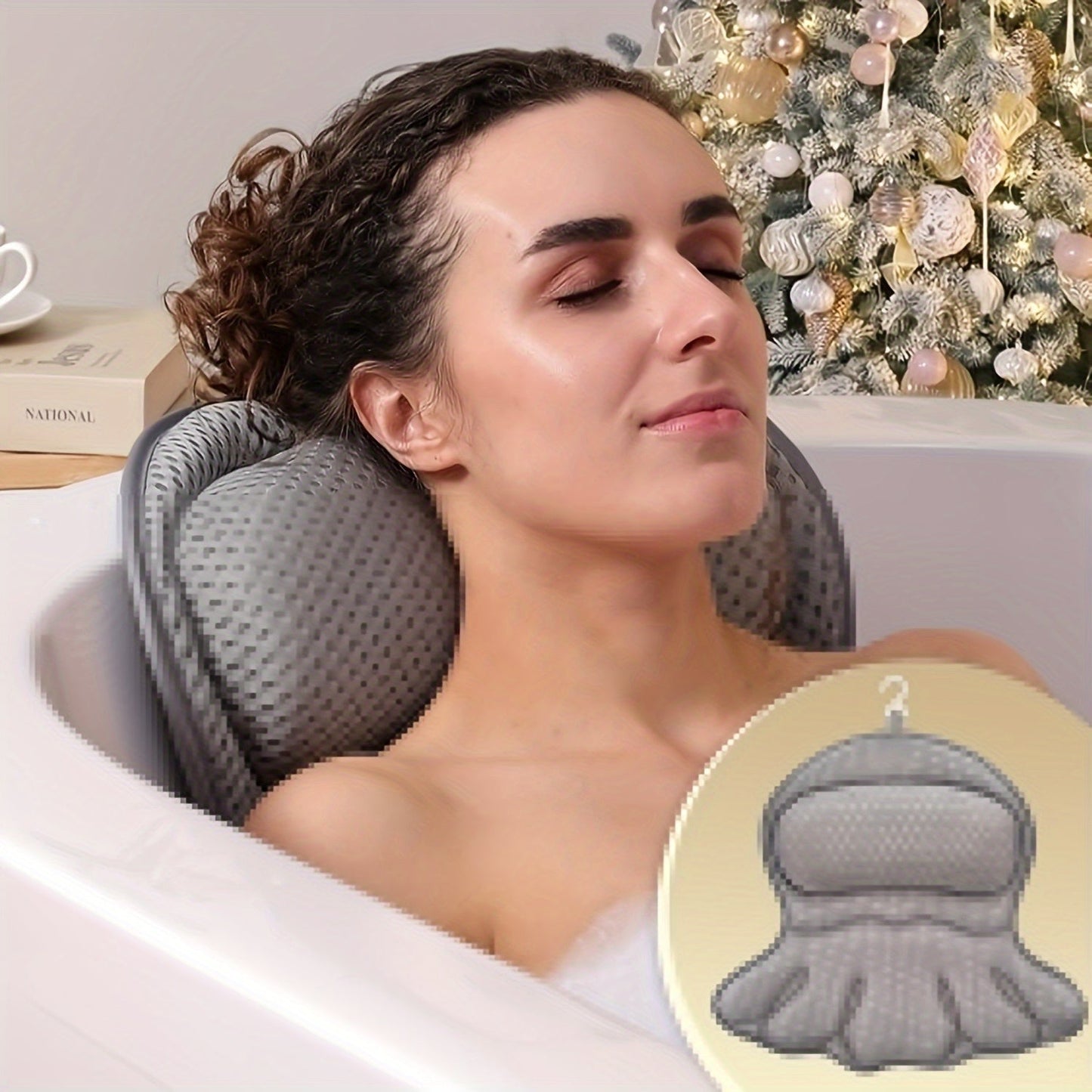 LuxieSpa 4D Luxury Bath Pillow – Breathable Neck & Back Support for Ultimate Relaxation