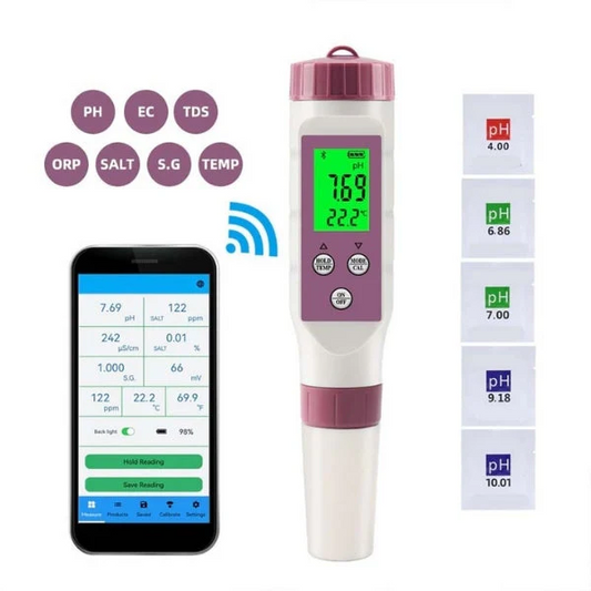 Digital 7-in-1 Smart Water Quality Tester with Mobile App Connectivity
