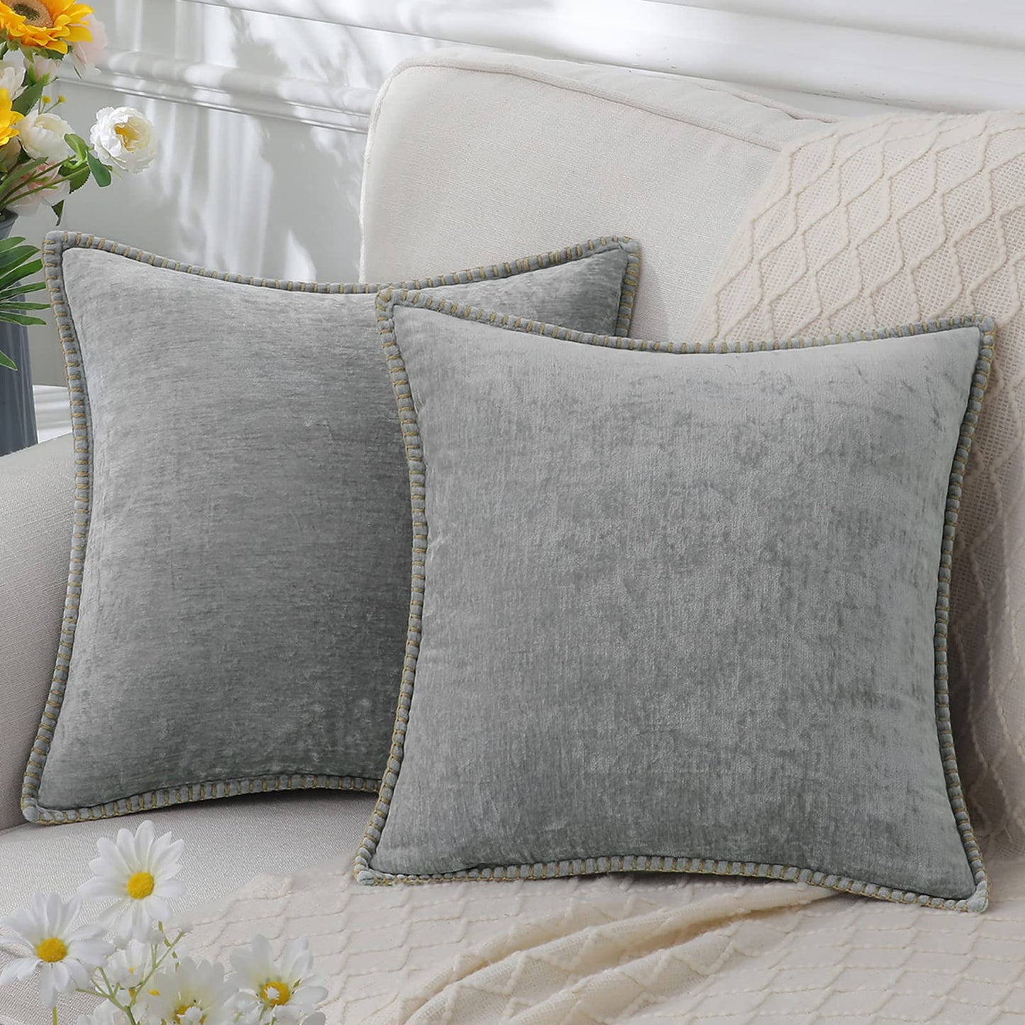 Chenille Texture Plush Cushion Cover – Soft & Luxurious Decorative Pillowcase