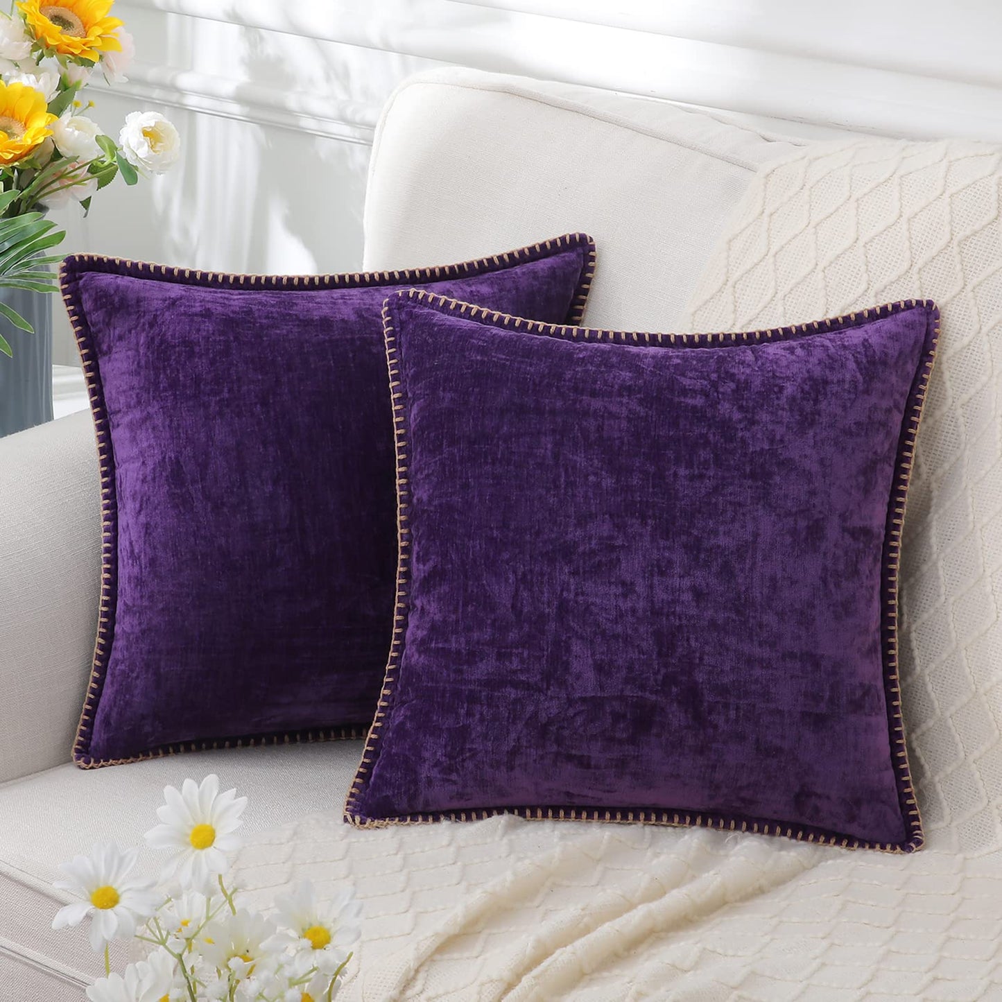 Chenille Texture Plush Cushion Cover – Soft & Luxurious Decorative Pillowcase