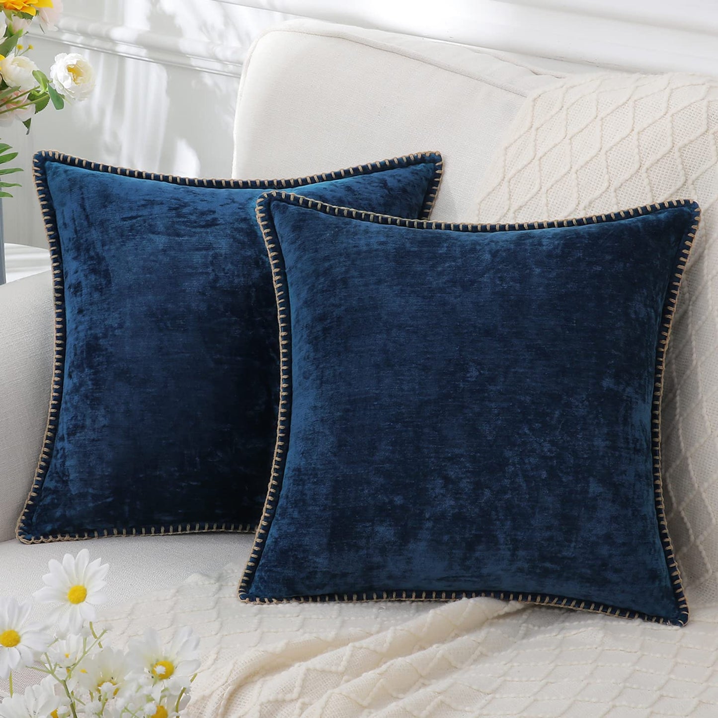 Chenille Texture Plush Cushion Cover – Soft & Luxurious Decorative Pillowcase