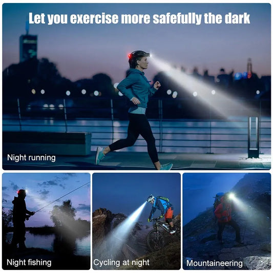 Powerful Waterproof LED Headlamp with Zoom & Rechargeable Battery – Outdoor Adventure Light