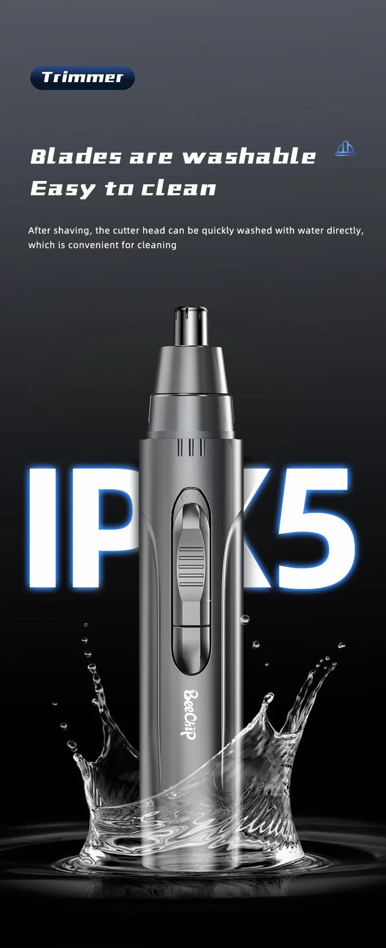 Rechargeable Nose & Ear Hair Trimmer for Men and Women – Pain-Free Precision Grooming Tool